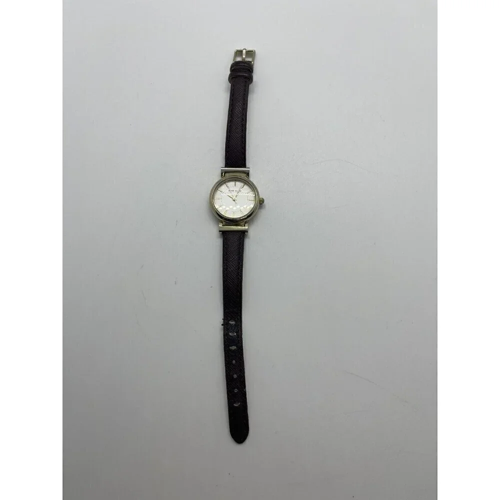 Anne Klein Women's Watch AK/2500 Round Gold Tone Case Brown Faux Leather Band